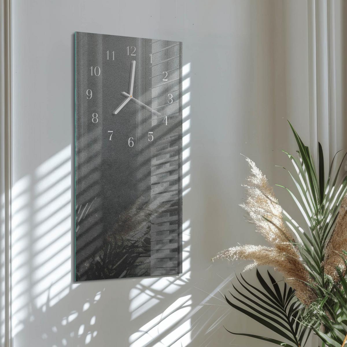 WANDUHR aus Glas 30x60 cm - Marmorwand - Grau, Glas (30/60/0.4cm) - TULUP