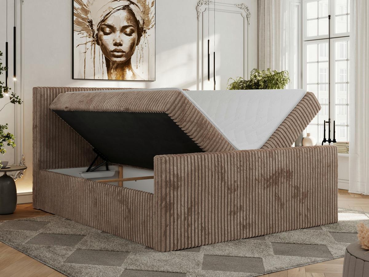 BOXBETT TILIANO DUO 180/200 - Braun Cord - H3 - Braun, Textil (180/200cm) - MKS
