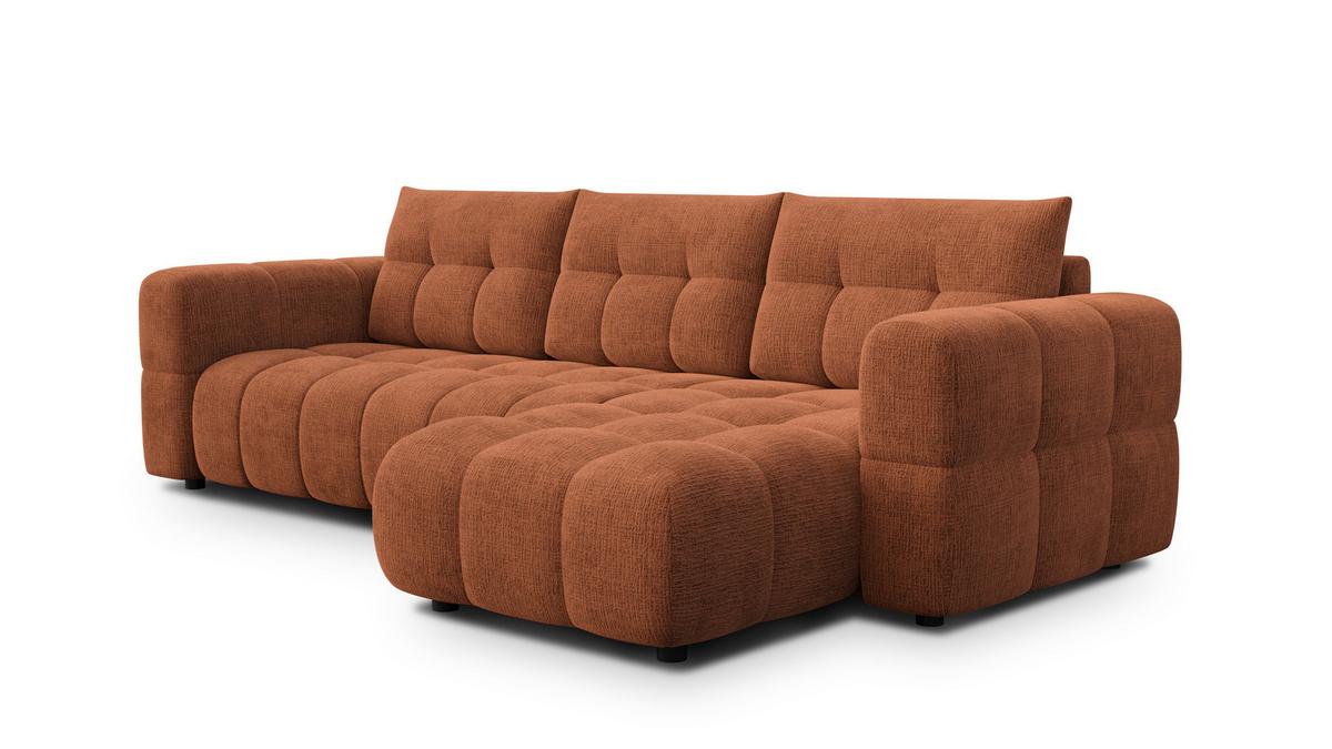 ECKSOFA CLOUDI 4-Sitzer rechts, rostrot - Schwarz/Orange, Holz/Textil (294/160cm) - Wozimo