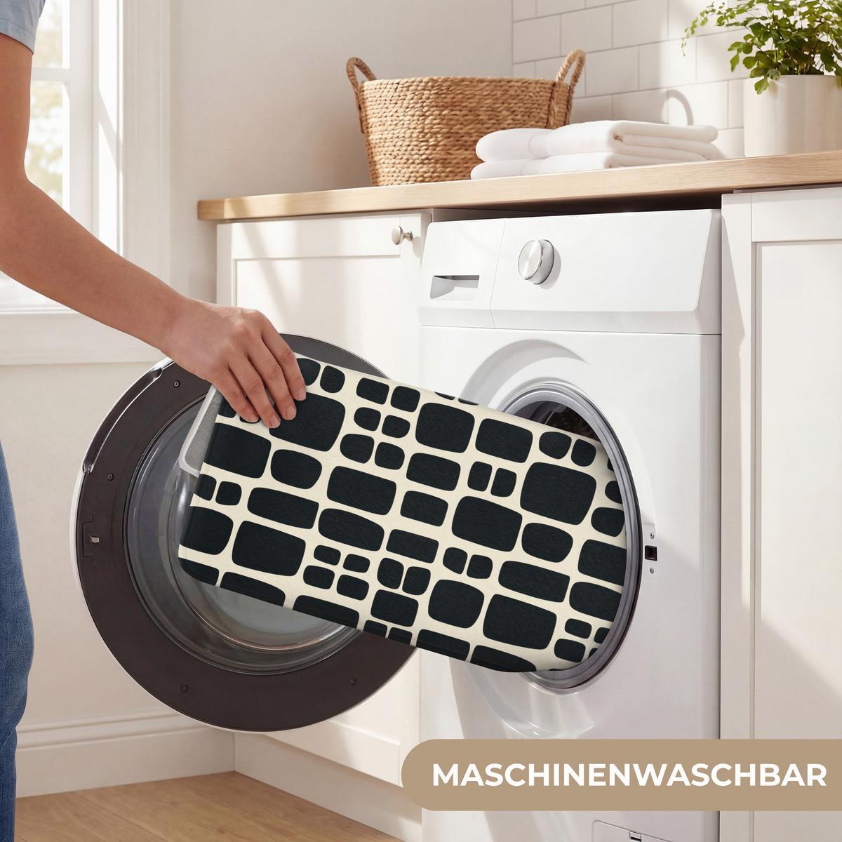 BADEMATTE Modern - Bio - Schwarz 60x40 cm - Anthrazit, Textil (60/40cm) - OnlyWow