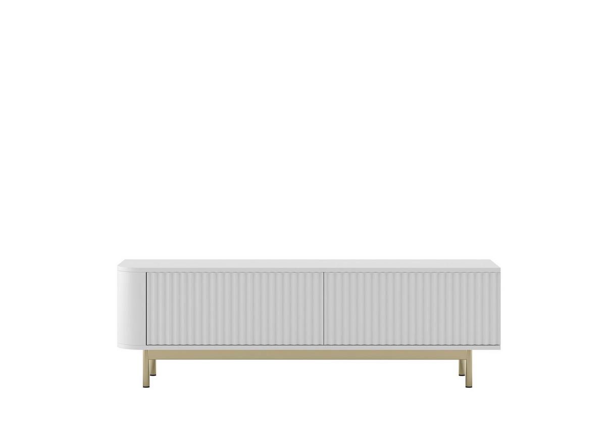 TV-LOWBOARD Aurora Weiß matt 140 cm mit goldenem Metallrahmen - Goldfarben/Weiß, Holzwerkstoff/Metall (140/44/35cm) - Meble Lindner