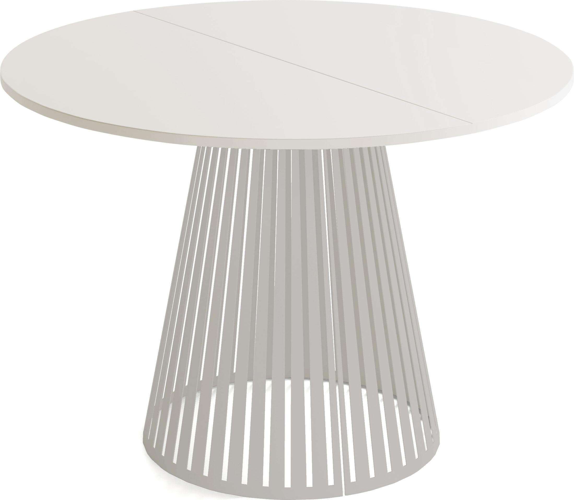 ESSTISCH Naro rund ausziehbar mit Lamellen-Metallgestell in Grau-Beige, Grau-Beige 120-200/120/76 cm - Kaschmir/Beige, Holzwerkstoff/Metall (120/196/76cm) - WFL GROUP