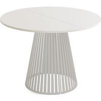 ESSTISCH Naro rund ausziehbar mit Lamellen-Metallgestell in Grau-Beige, Grau-Beige 120-200/120/76 cm - Kaschmir/Beige, Holzwerkstoff/Metall (120/196/76cm) - WFL GROUP