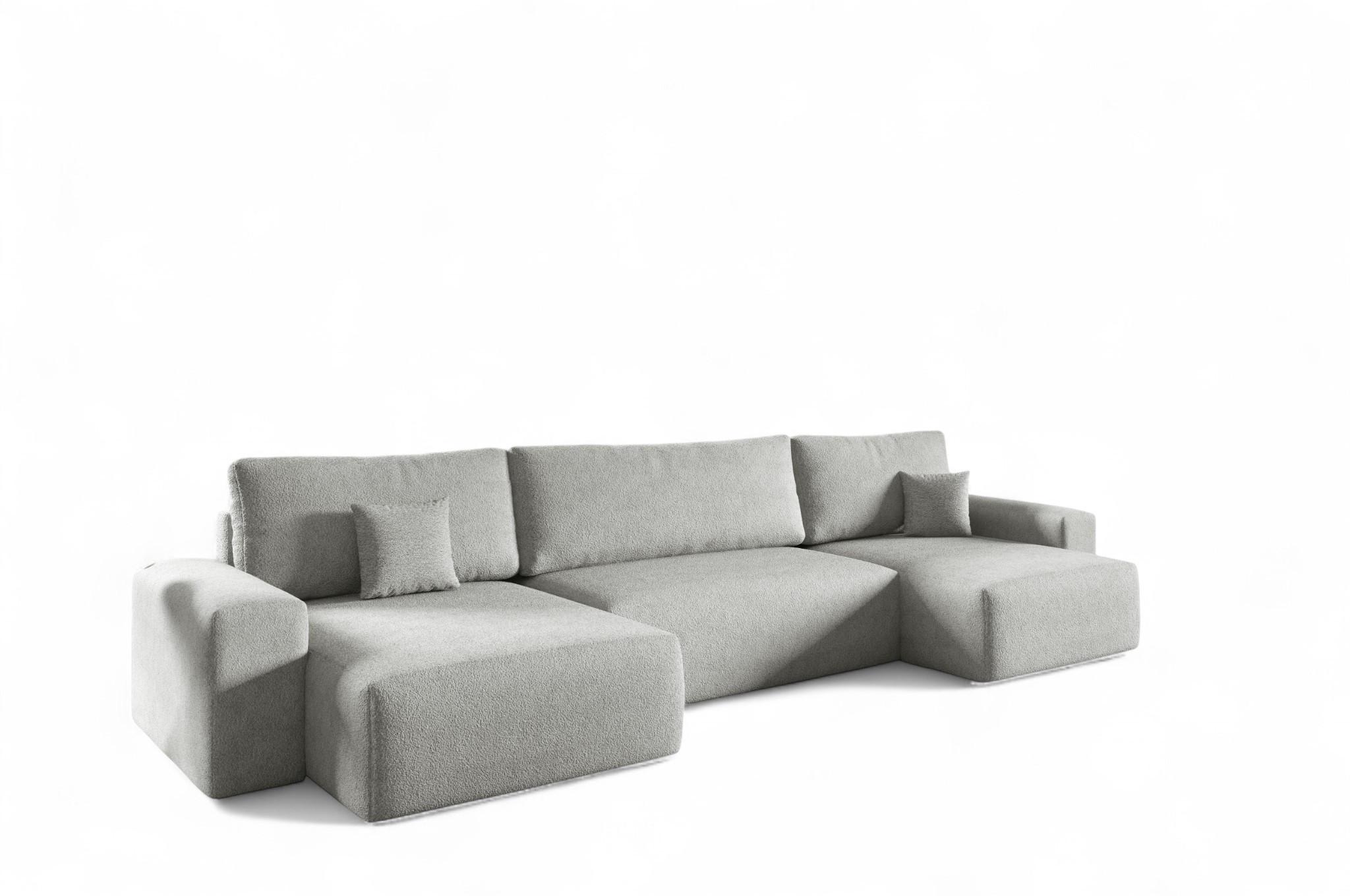 WOHNLANDSCHAFT Arona - Hellgrau, Holzwerkstoff/Textil (398/70/148cm) - Fun Möbel