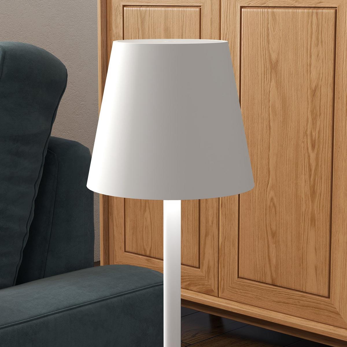 TISCHLAMPE Aufladbare USB Tischleuchte mit 3 Lichtfarben für Wohnzimmer Weiß - Weiß, Metall (11.2/11.2/36.5cm) - HOMCOM