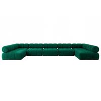 WOHNLANDSCHAFT modulares Sofa Garvo-U3 - 475x190x70 cm Dunkelgrün Velours - Dunkelgrün, Holzwerkstoff/Textil (475/70/190cm) - ALTDECOR