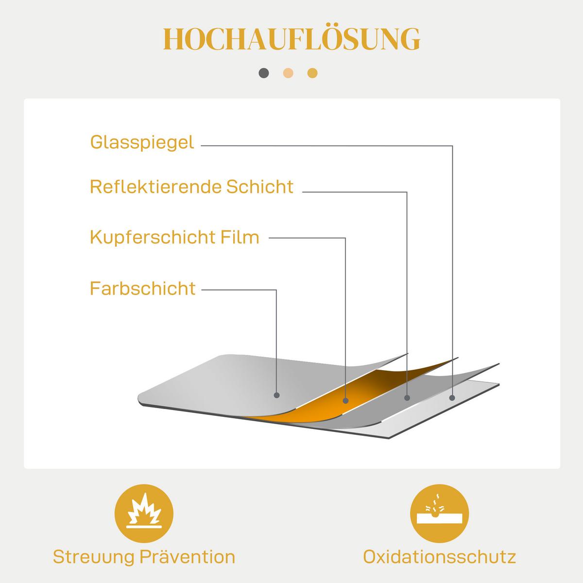 WANDSPIEGEL - Goldfarben, Glas/Metall (3/87/60cm) - HOMCOM