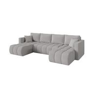 WOHNLANDSCHAFT mit Schlaffunktion und Bettkasten GARD-U 300x146x85 Hellgrau Bouclé - Silberfarben/Hellgrau, Holzwerkstoff/Kunststoff (300/85/146cm) - ALTDECOR