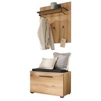 GARDEROBEN-SET 3-teilig Evoke Eiche Breite 80 cm, Flurgarderobe inkl. Sitzkissen - Dunkelgrau/Eichefarben, Holzwerkstoff/Kunststoff (80/200/40cm) - Furn.Design