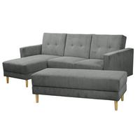 FUNKTIONSSOFA mit Hocker Kattie Cordstoff anthrazit - Anthrazit, Kunststoff (144/230cm) - 58aufmkessel