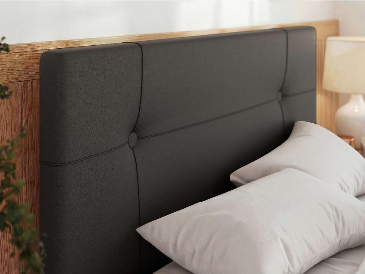 POLSTERBETT CALERIO CLASSIC 200/200 - Dunkelgrau Kunstleder - Matratze Pocket - Dunkelgrau/Schwarz, Kunststoff/Textil (200/200cm) - MKS