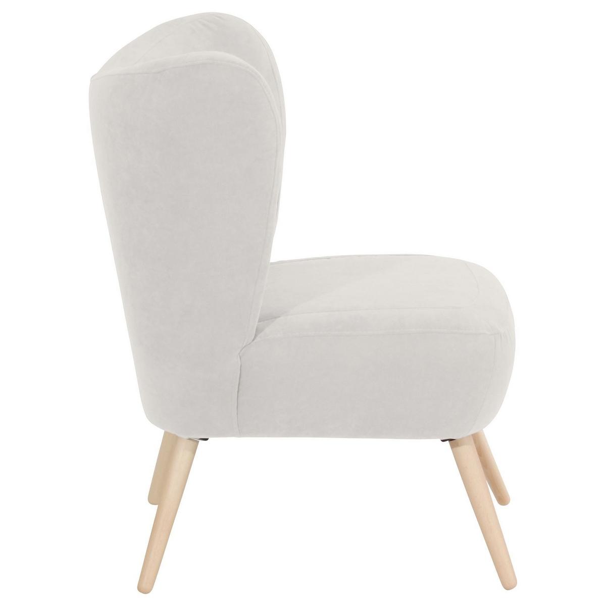 SESSEL Kathy Bezug Veloursstoff Buche natur / creme - Weiß, Kunststoff (70/86/69cm) - 58aufmkessel