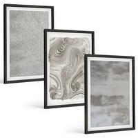 BILDER SET 3er Set - 40x60 cm Schwarzer Rahmen - Industrielle abstrakte Muster - Schwarz, Kunststoff (40/60cm) - TULUP
