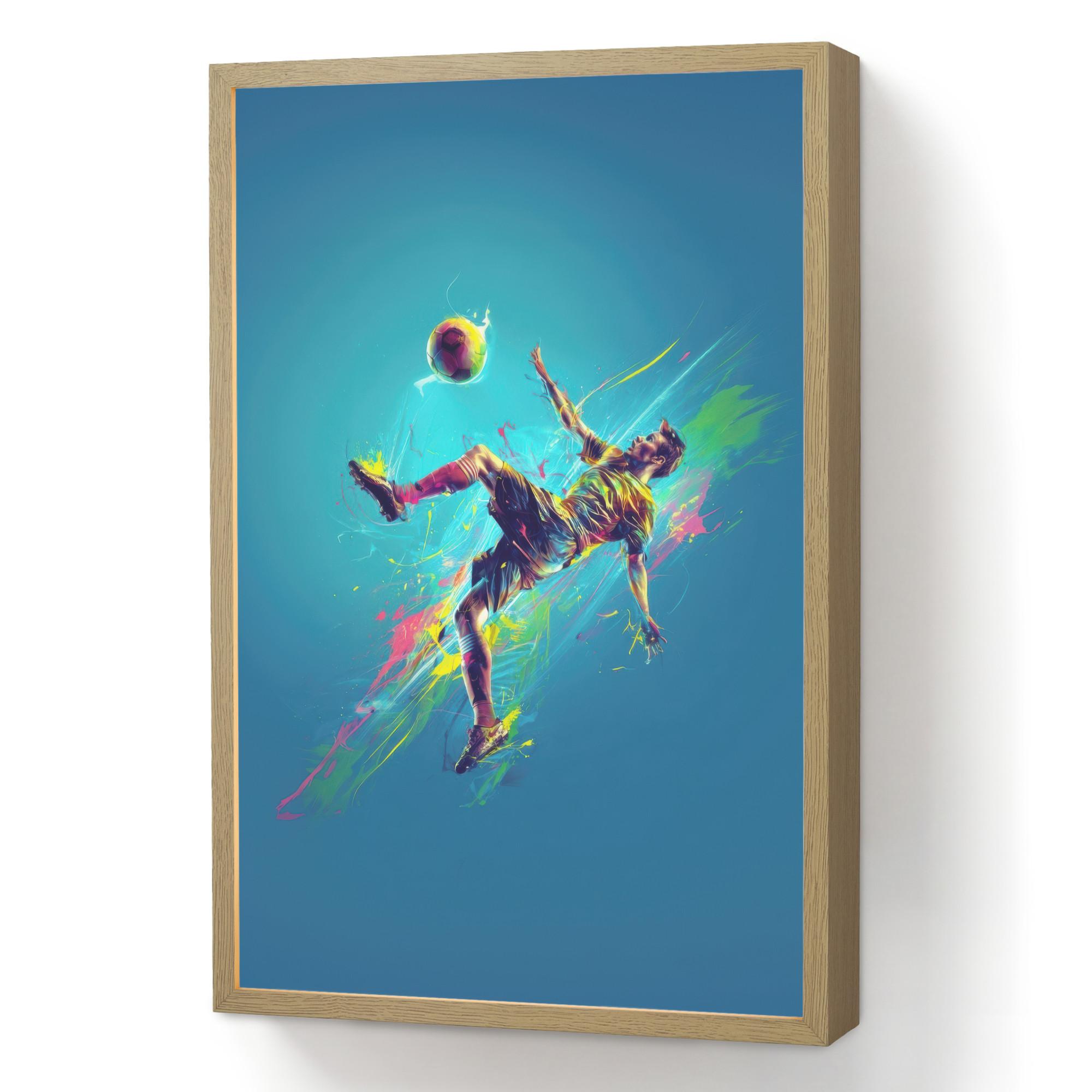 NACHTTISCHLAMPE MIT AKKU Fußballer - Farbspritzer - Farbenfroh - Ball 40x60 cm - Blau, Holzwerkstoff (8/40/60cm) - OnlyWow