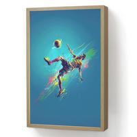 WANDLEUCHTE MIT AKKU Fußballer - Farbspritzer - Farbenfroh - Ball 40x60 cm - Blau, Holzwerkstoff (40/60/8cm) - OnlyWow