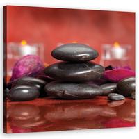 WANDBILD zen steine rot hintergrund - Rot, Textil (50/50cm) - Feeby
