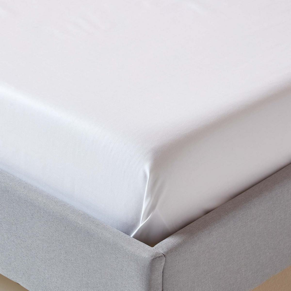 SATIN-BETTLAKEN ohne Gummizug, Bio-Baumwolle, Fadendichte 400 - Weiß, Textil (240/300cm) - Homescapes