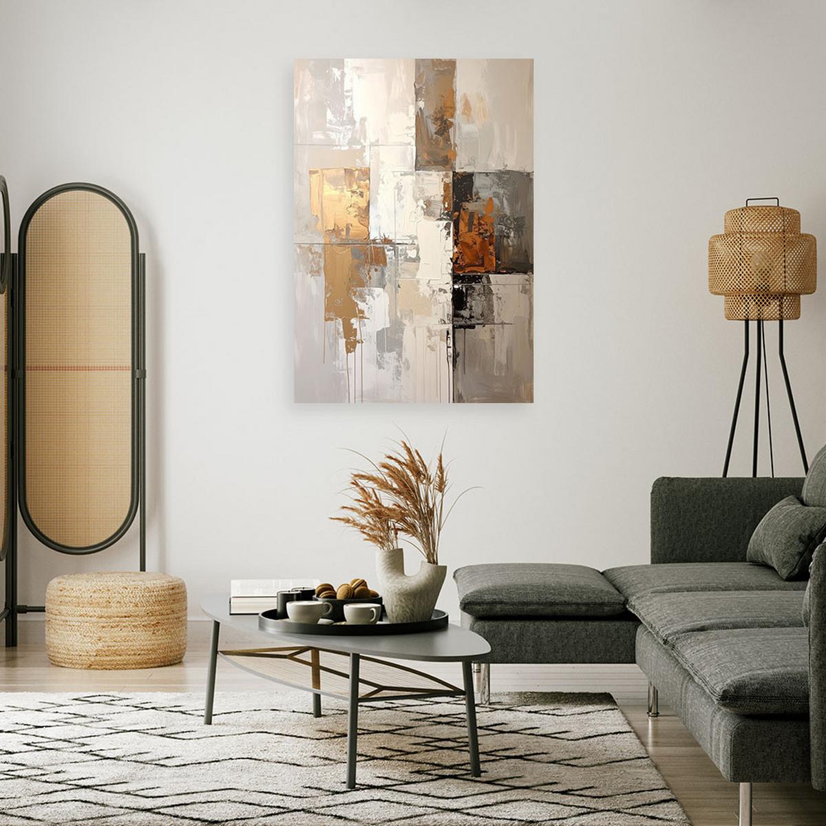 LEINWANDBILD, Beige goldene Abstrakt - Beige, Textil (60/90cm) - Feeby
