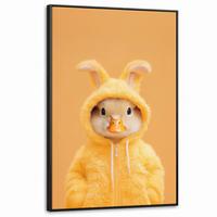 LEINWAND Bilder mit Rahmen - Osterhase - Kostüm - Ente - 80x120 - Gelb, Textil (80/120cm) - MuchoWow