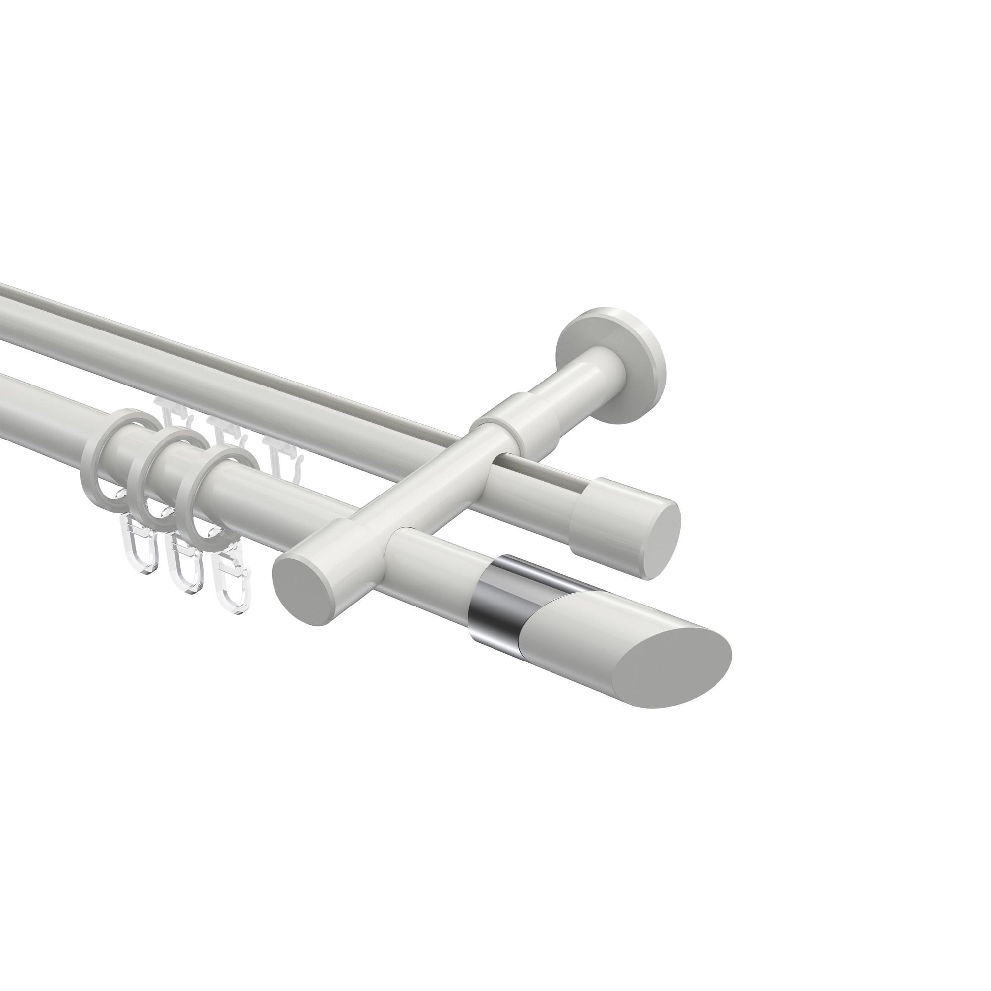 GARDINENSTANGE RUNDROHR-INNENLAUF Prestige Verano 540 cm (geteilt in 3 x 180 cm), 2-läufig, 20 mm Ø Weiß - Chromfarben/Weiß, Metall (540cm) - INTERDECO