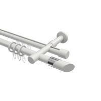 GARDINENSTANGE RUNDROHR-INNENLAUF Prestige Verano 540 cm (geteilt in 3 x 180 cm), 2-läufig, 20 mm Ø Weiß - Chromfarben/Weiß, Metall (540cm) - INTERDECO