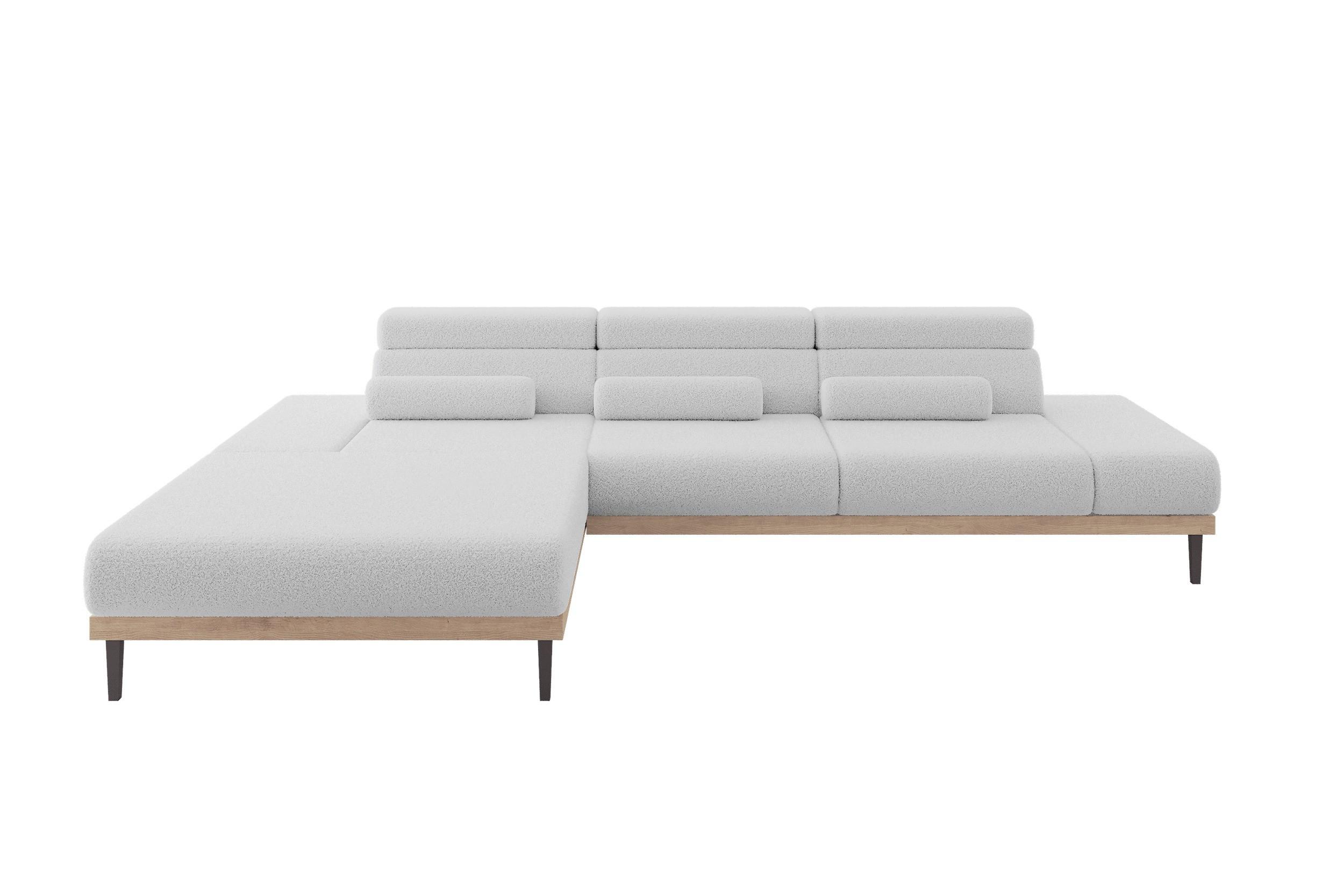 ELEKTRISCHES ECKSOFA Links MONA 316x205x85 Hellgrau Bouclé - Blaugrau/Hellgrau, Holzwerkstoff/Textil (316/205cm) - ALTDECOR