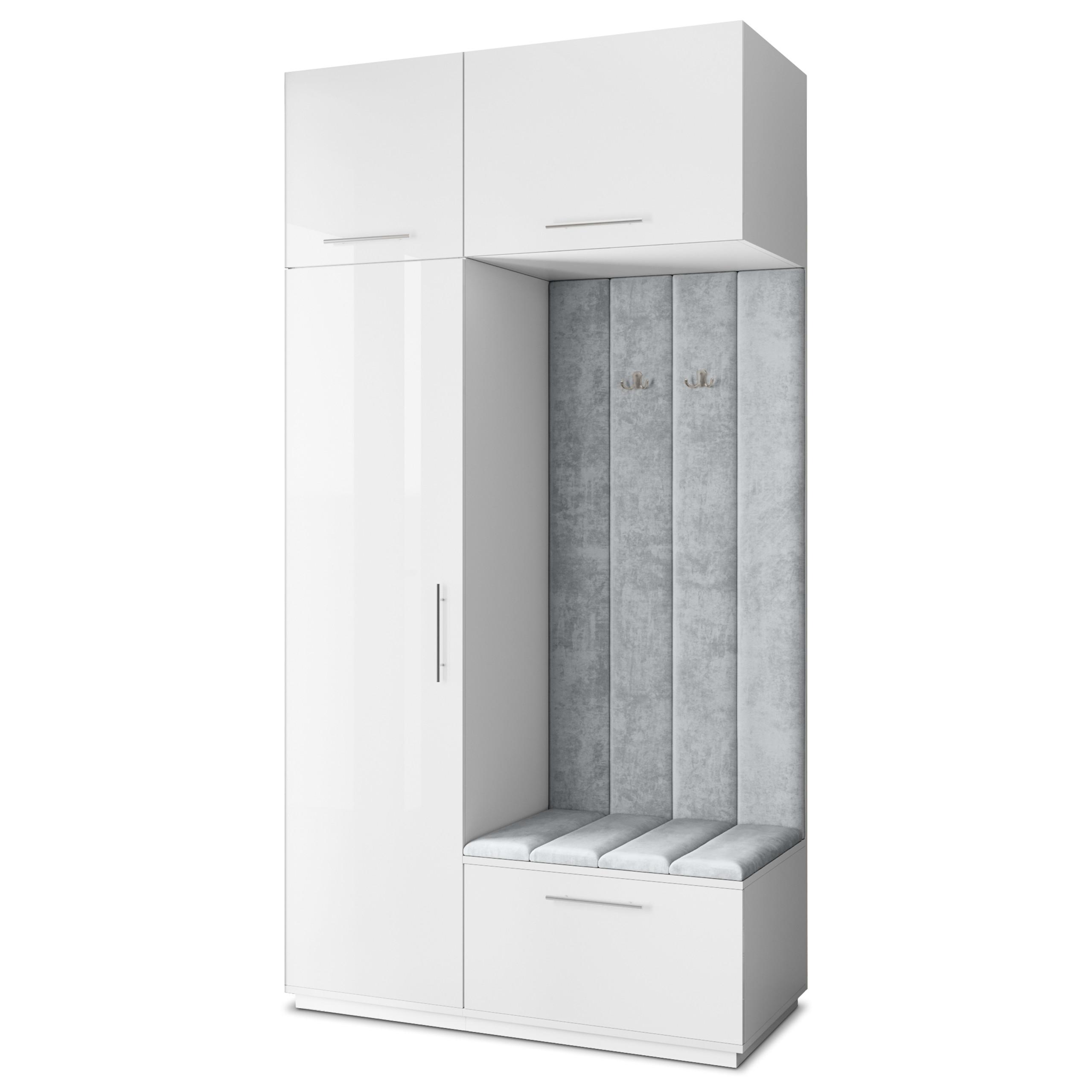GARDEROBENSCHRANK REMA 120/240/60 cm Modern Weiß - Hellgrau/Weiß, Holzwerkstoff (120/240/60cm) - MASSENO