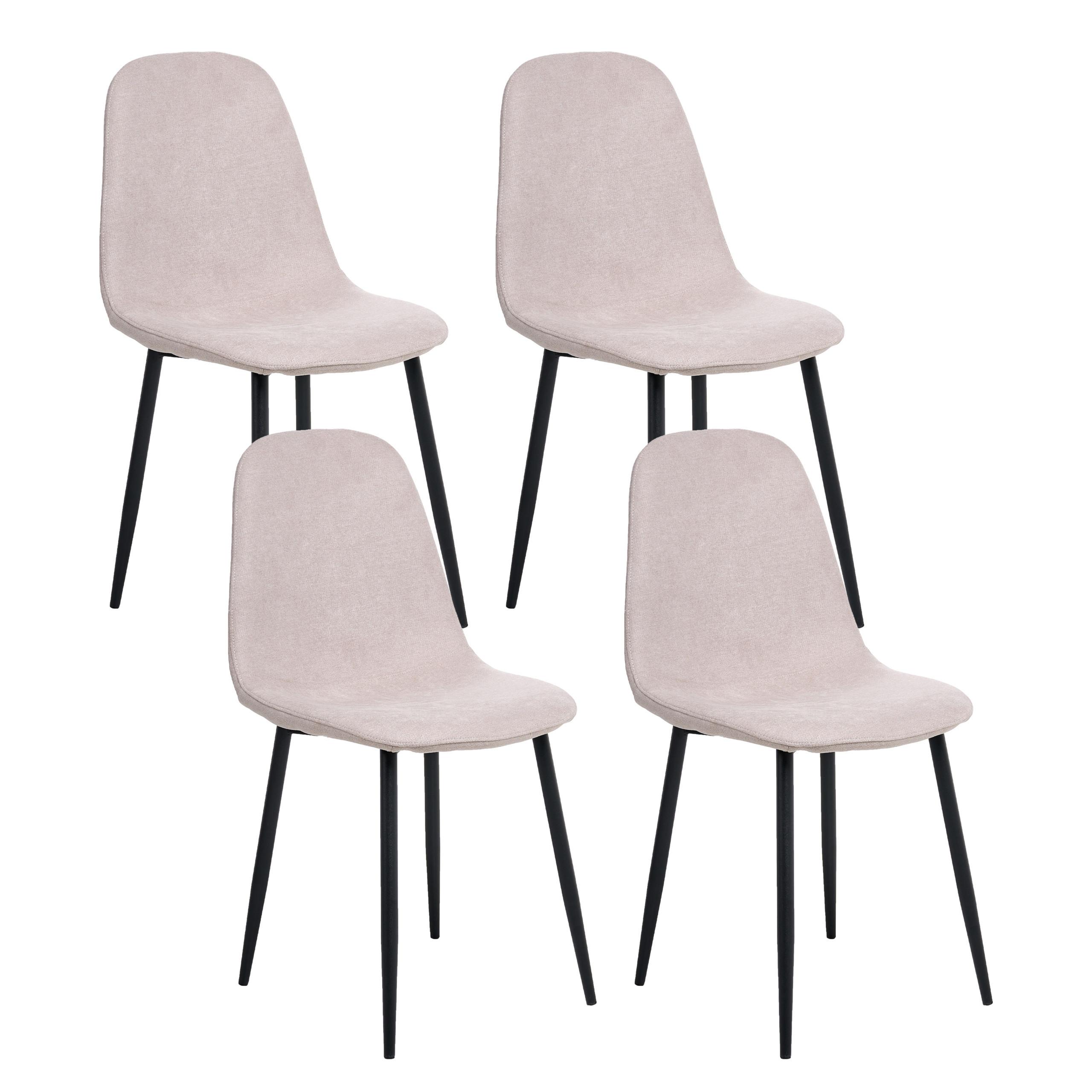 ESSZIMMERSTUHL 4er-Set Beige Crandall - Beige/Schwarz, Textil (44/87/53cm) - Beliani