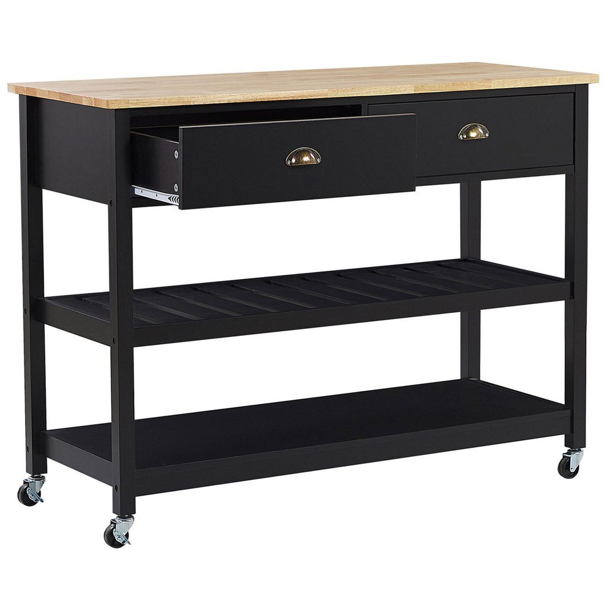 SERVIERWAGEN Holz Schwarz Navarino - Schwarz/Braun, Holz/Holzwerkstoff (120/91/48cm) - Beliani