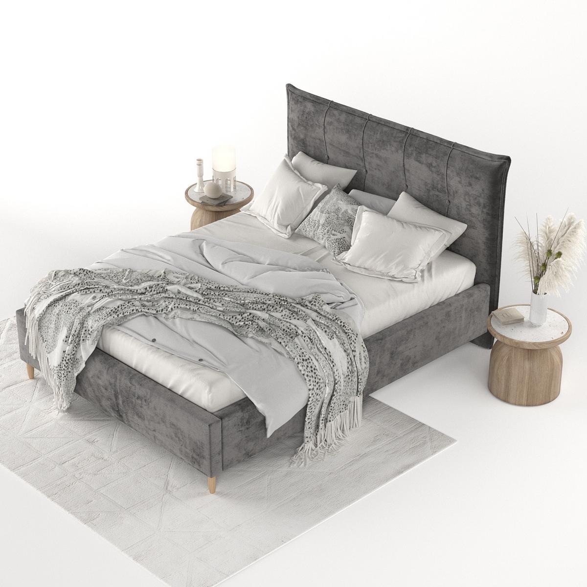 POLSTERBETT Plaza 140/200 cm Anthrazit im Lotta Stoff - Anthrazit/Naturfarben, Holz/Holzwerkstoff (140/200cm) - AltaBeds