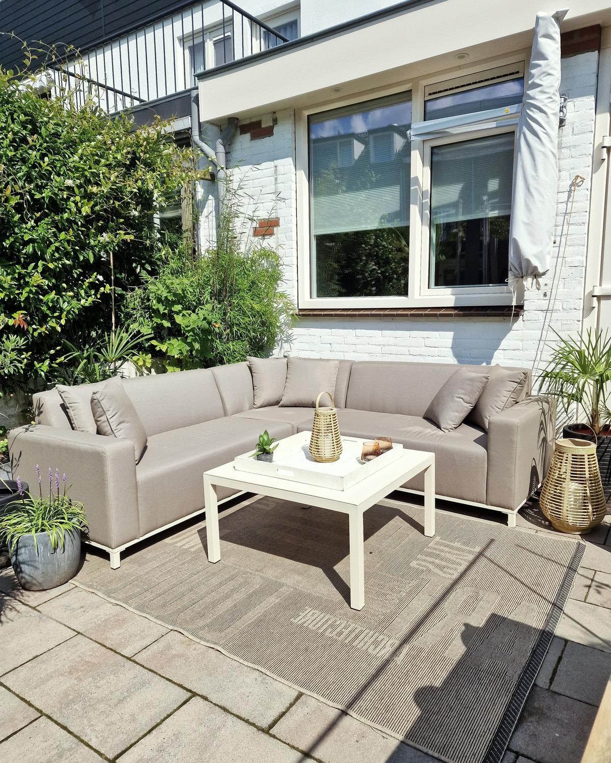 LOUNGE SET 5-Sitzer cremeweiß rechtsseitig modular Belize - Creme, Textil - Beliani