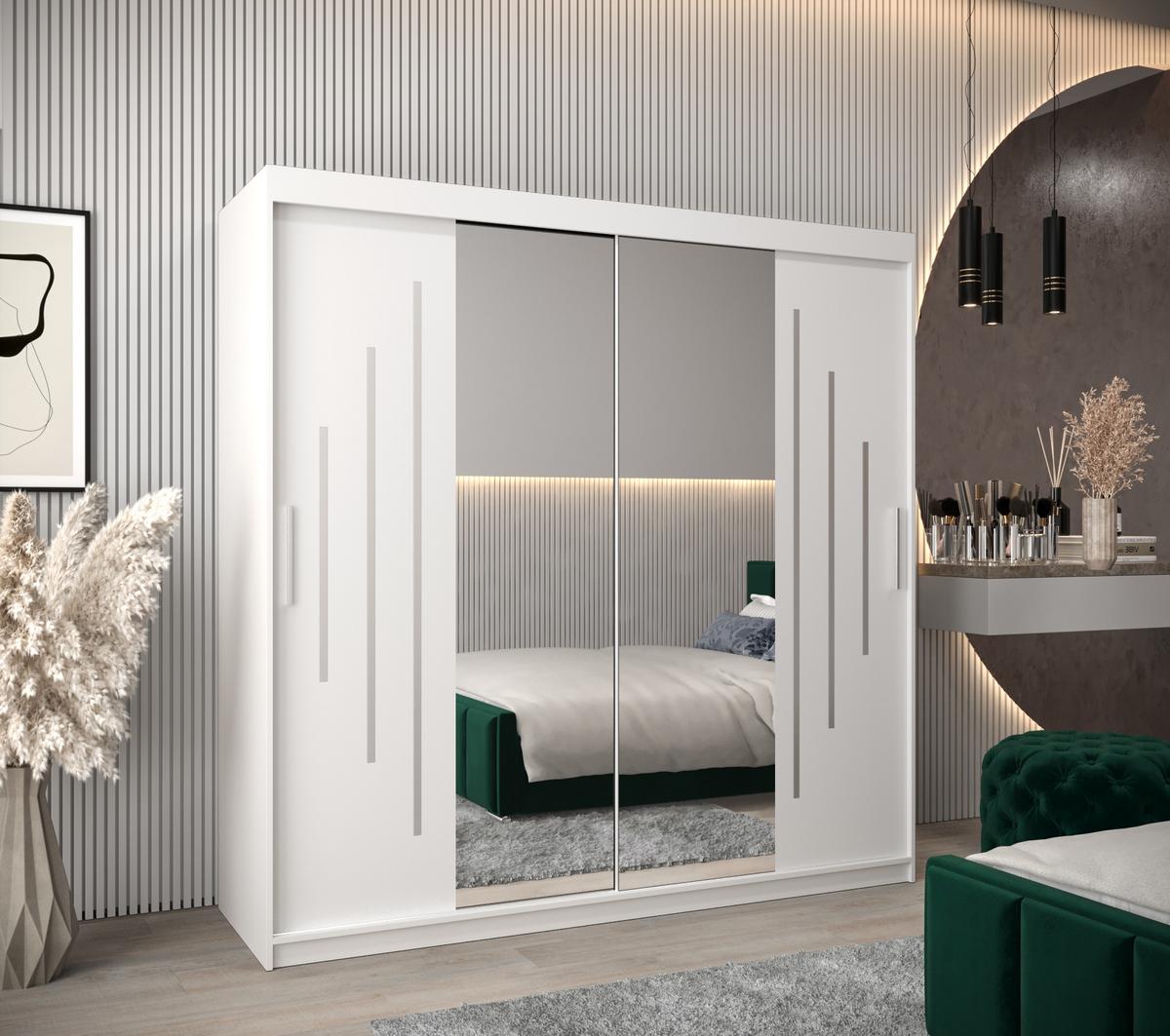 SCHWEBETÜRENSCHRANK 200/200/62 2-türig - Silberfarben/Weiß, Holz/Kunststoff (200/200/62cm) - Abiks Möbel