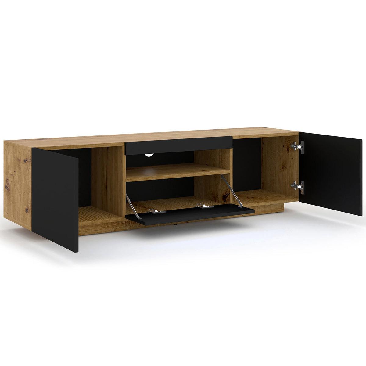 TV-MÖBEL Aurus Holz und Schwarz - Eichefarben/Schwarz, Holzwerkstoff (150/36/37cm) - Petits-meubles