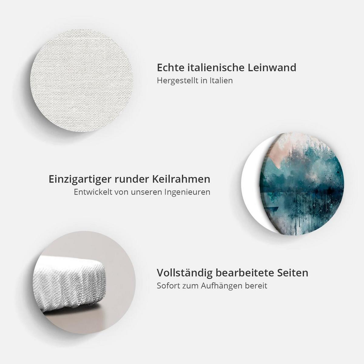 RUNDES BILD Rot 40/40 cm - Gelb/Rot, Textil (40/40cm) - KUNSTLOFT