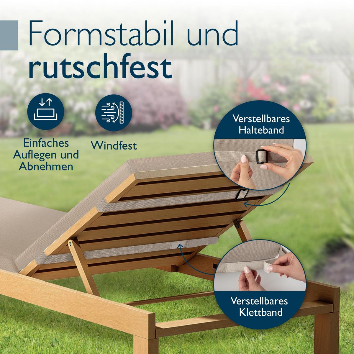 ROLLLIEGENAUFLAGE QD-RL 190x60x5,5cm Beige (2tlg) - Beige, Textil (60/5/190cm) - Beautissu 