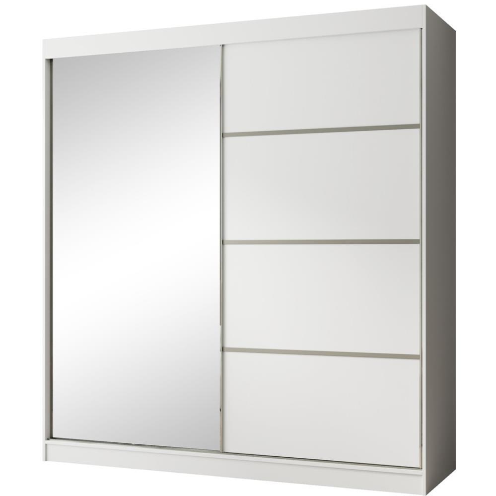 SCHWEBETÜRENSCHRANK Paco 200/215/61 2-türig weiß mit Spiegel - Weiß, Holzwerkstoff (200/215/61cm) - Beautysofa