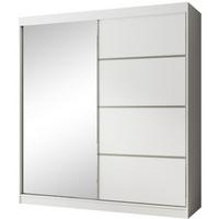 SCHWEBETÜRENSCHRANK Paco 200/215/61 2-türig weiß mit Spiegel - Weiß, Holzwerkstoff (200/215/61cm) - Beautysofa