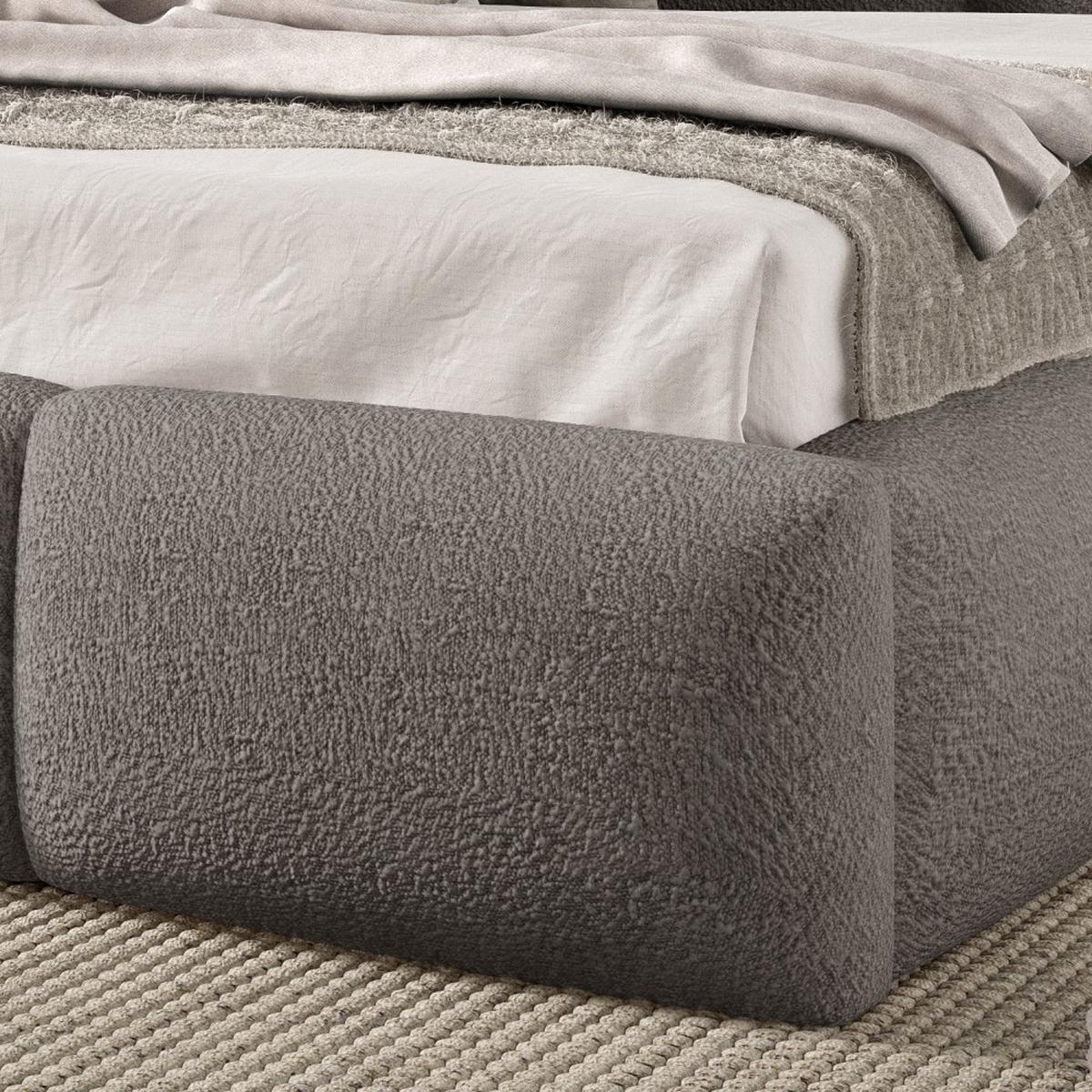 POLSTERBETT Bero, 200x200, Bouclé-Stoff, Grau - Grau, Textil (200/200cm) - Beautysofa
