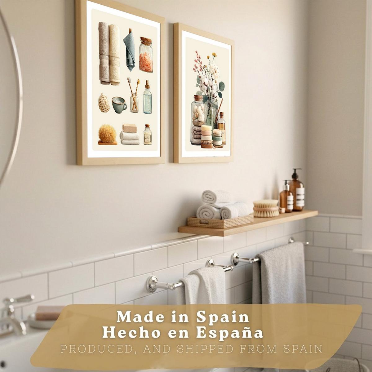 POSTER 2er-Set dekorative Kunstdrucke im Spa-Stil für, minimalistische Bilder mit Blumen Zen-Poster für entspannende Badezimmer- Rahmenlos A4 - Klar, Papier (29.7/21/3cm) - Nacnic