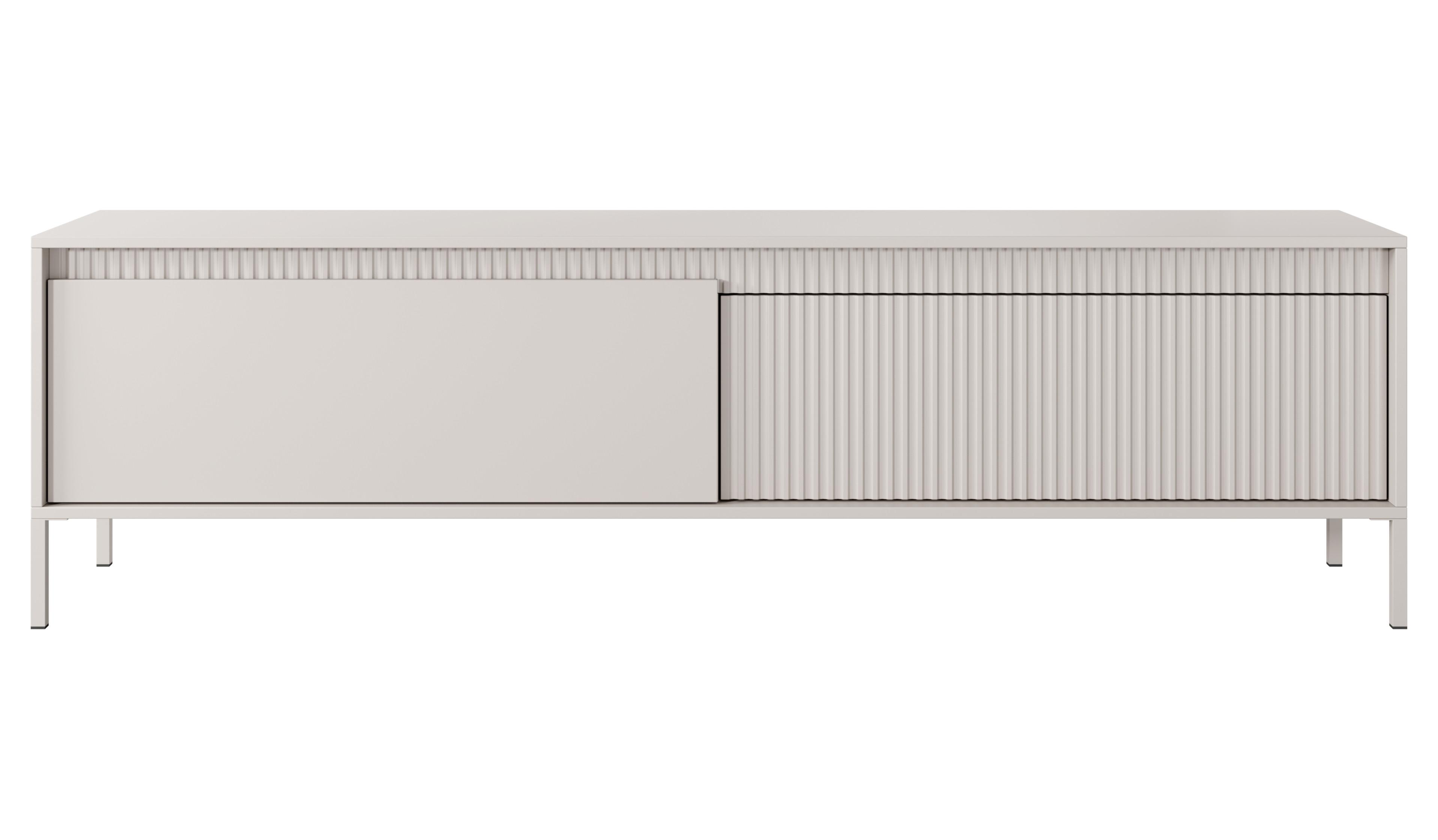 LOWBOARD Trentinis 2T Beige 187,1/53,4/39,5 cm – Geriffelten Fronten - Beige, Holzwerkstoff/Metall (187.1/53.4/39.5cm) - AX Living