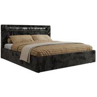 POLSTERBETT GOLD 5 CLASSIC 140/200 - Dunkelgrau Plüsch - Multipocket-Matratze - Dunkelgrau, Textil (140/200cm) - MKS