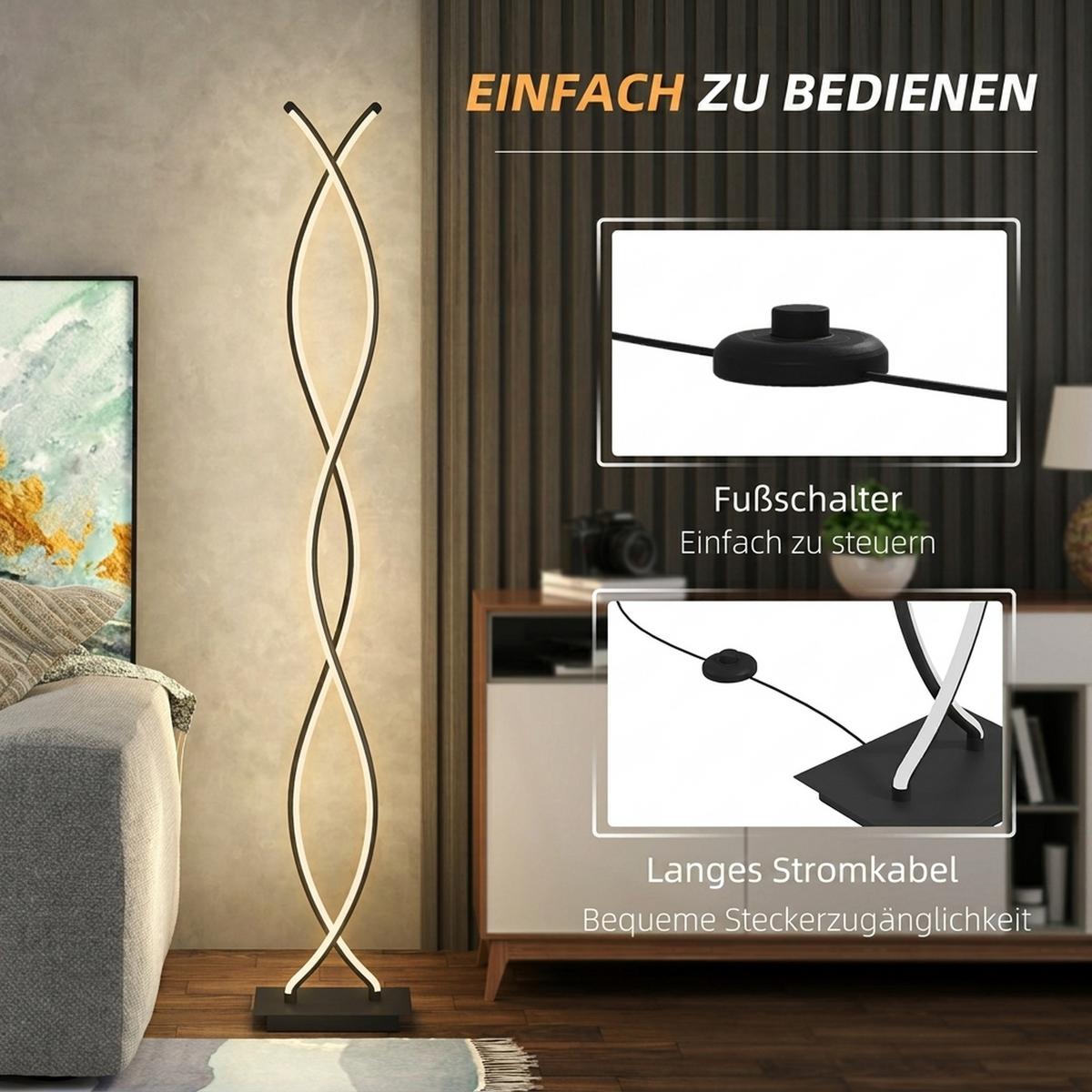 STEHLAMPE Aluminium Schwarz - Schwarz, Metall (25/20/144cm) - HOMCOM