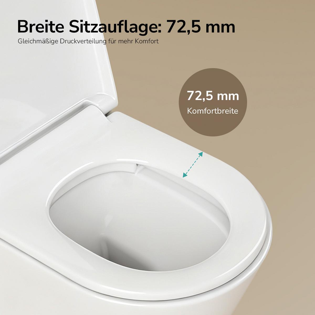 WAND-WC Set 49 x 36,5 cm inkl. WC-Sitz mit Absenkautomatik weiß glänzend - Weiß, Keramik (36.5/36/49cm) - EMKE