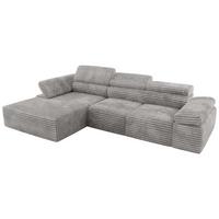 ECKSOFA RILASSO L Hellgrau Cord - links - Hellgrau/Schwarz, Kunststoff/Textil (296/174cm) - MKS