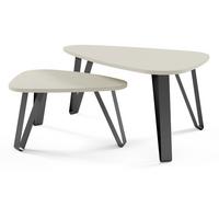 COUCHTISCH Ovio, Doppel Kaffeetisch mit dreieckigen Tischplatten, Schwarz+Kaschmir - Kaschmir/Schwarz, Metall (60/94/42cm) - Beautysofa