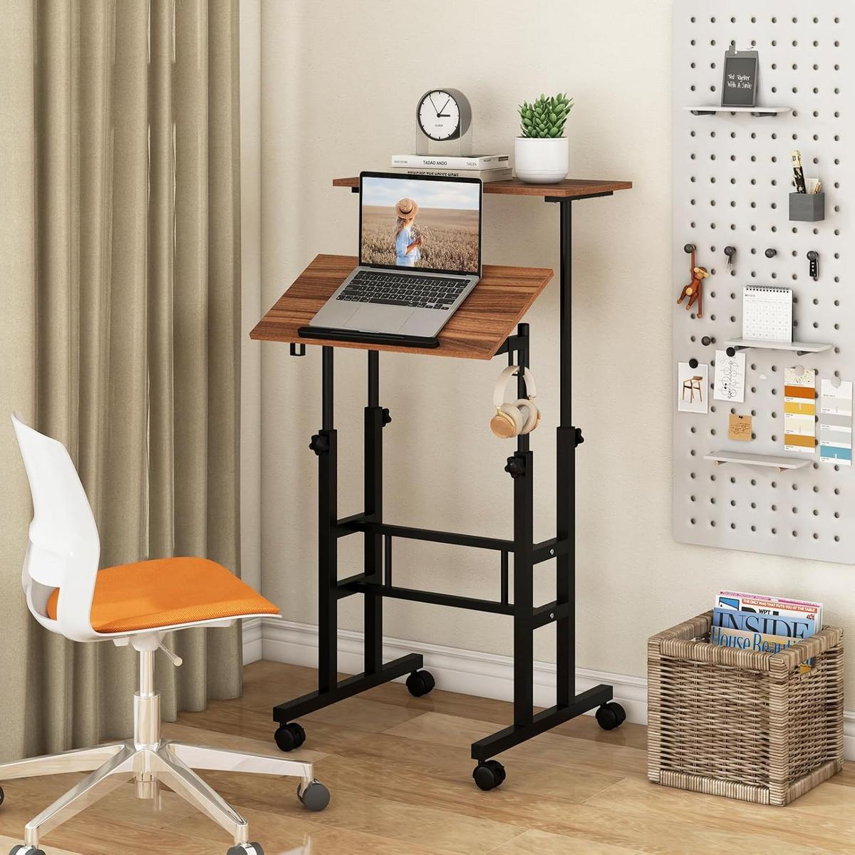 COMPUTERTISCH Walnuss - Walnussfarben, Holzwerkstoff (55/60/124cm) - COSTWAY