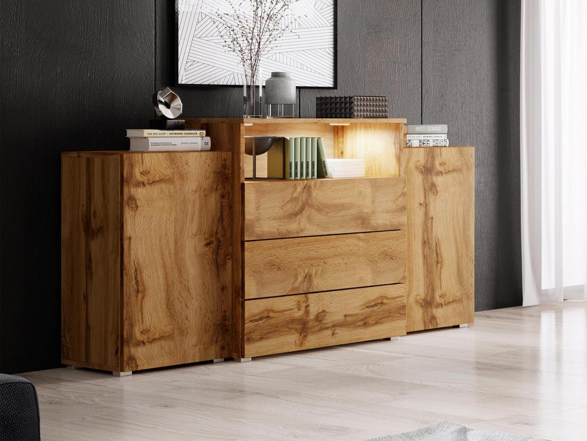 SIDEBOARD Urban III - Eiche Wotan/Alufarben, Holzwerkstoff/Kunststoff (150/81/39cm) - MIRJAN24
