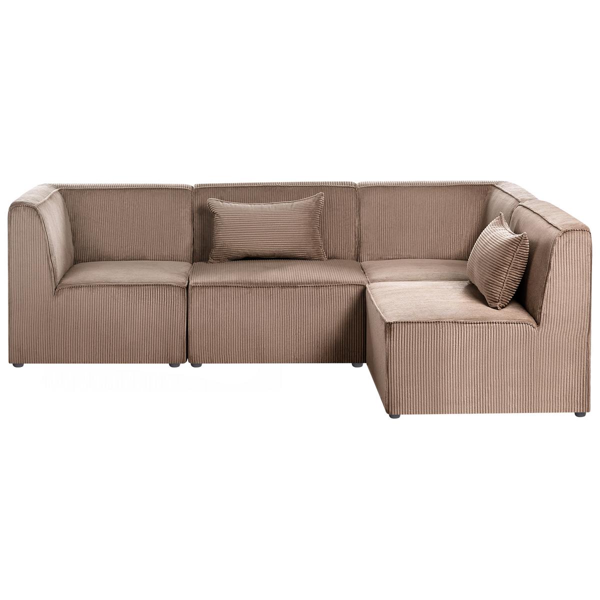 ECKSOFA Modul 4-Sitzer linksseitig Sandbeige Cord Lemvig - Sandfarben/Beige, Textil (250/166cm) - Beliani