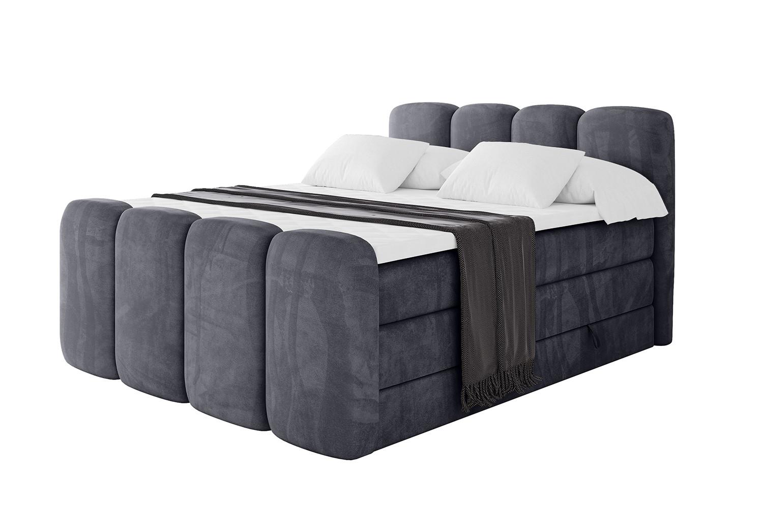 BOXBETT mit Matratze H3|H4 und Lattenrost - NINA-Z KING - 200x200 cm Casablanca - Dunkelgrau - Dunkelgrau, Holzwerkstoff (200/200cm)