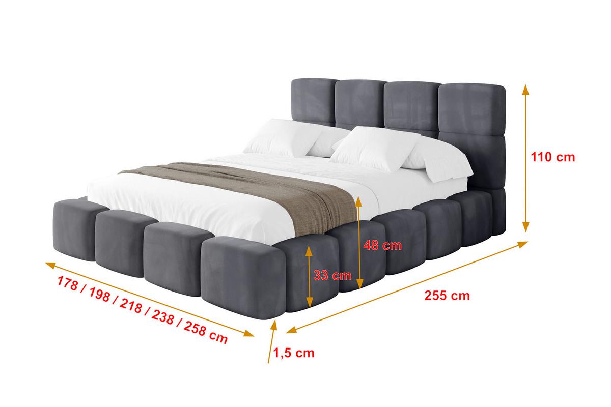 POLSTERBETT mit Bettkasten und Lattenrost, Bett mit Kopfteil, Boxbett ohne Matratze, Doppelbett mit Stauraum - NATA 120x200 Dunkelgrau - Dunkelgrau, Holzwerkstoff/Textil (120/200cm) - ALTDECOR